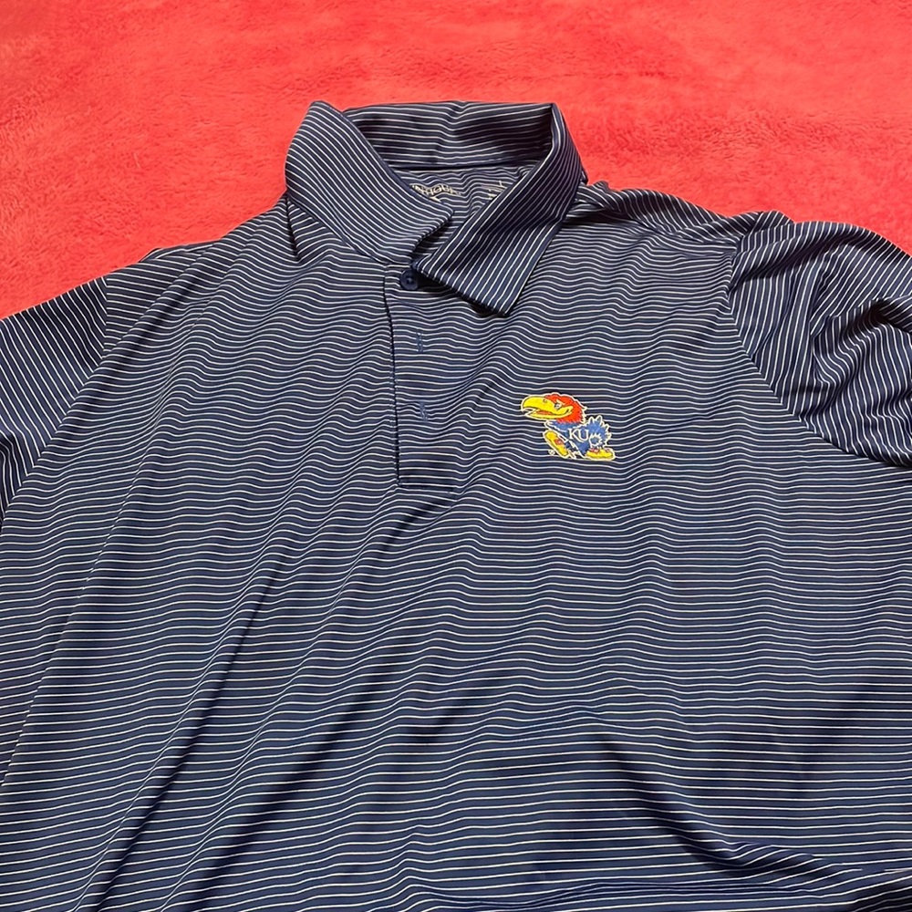 KU Jayhawks Antigua mens large polo